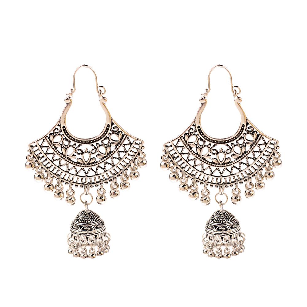 Antique Gold Boho Tribal Drop Earrings