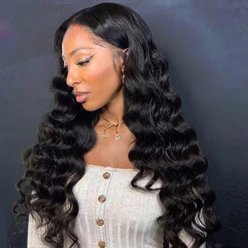 26 Inch Long Lace Synthetic Deep Wave Wig With Baby Hair Natural Hairline