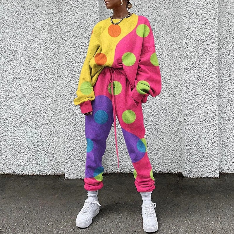 2 Piece Spring / Summer Color Class Clown Style Sweatsuit