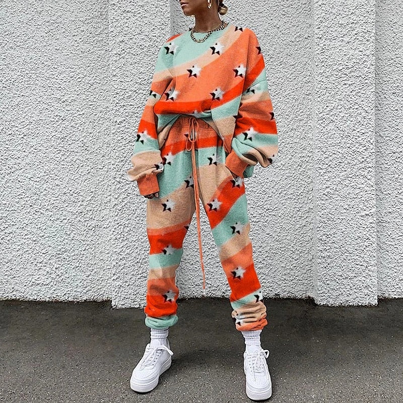 2 Piece Spring / Summer Color Class Clown Style Sweatsuit