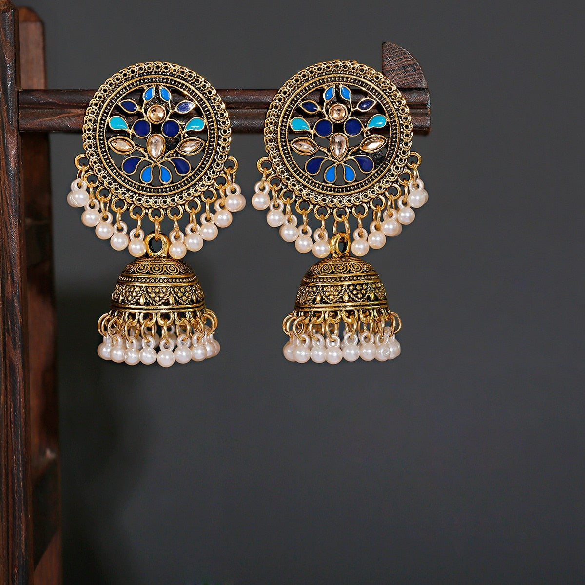 Antique Gold Boho Tribal Drop Earrings