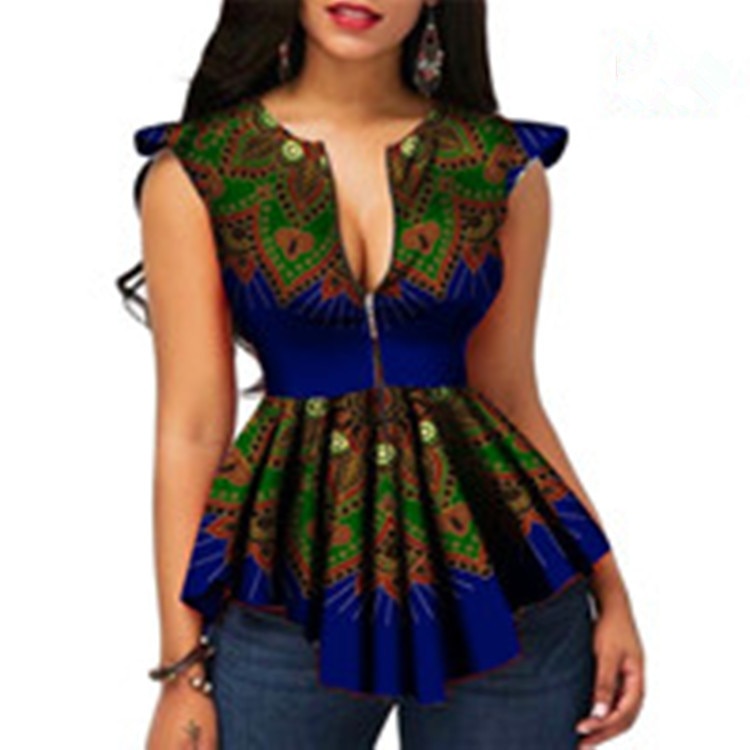 Dashiki Style Ethnic Print Short Sleeve Shirt