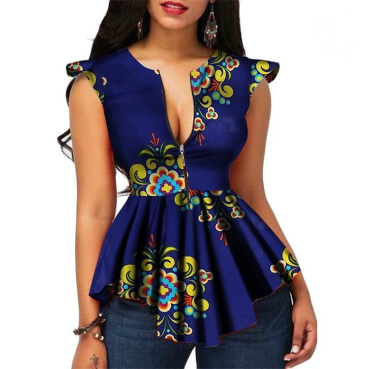 Dashiki Style Ethnic Print Short Sleeve Shirt