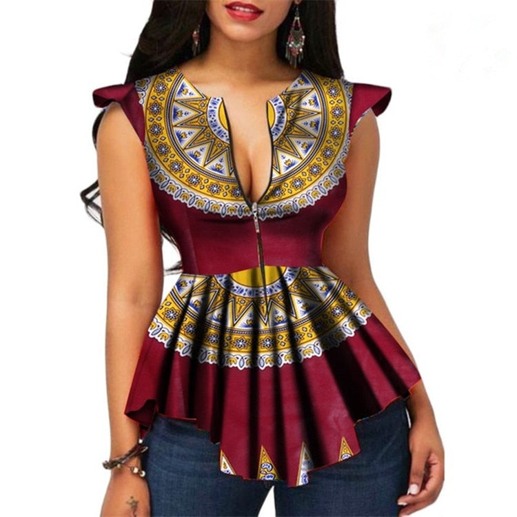 Dashiki Style Ethnic Print Short Sleeve Shirt