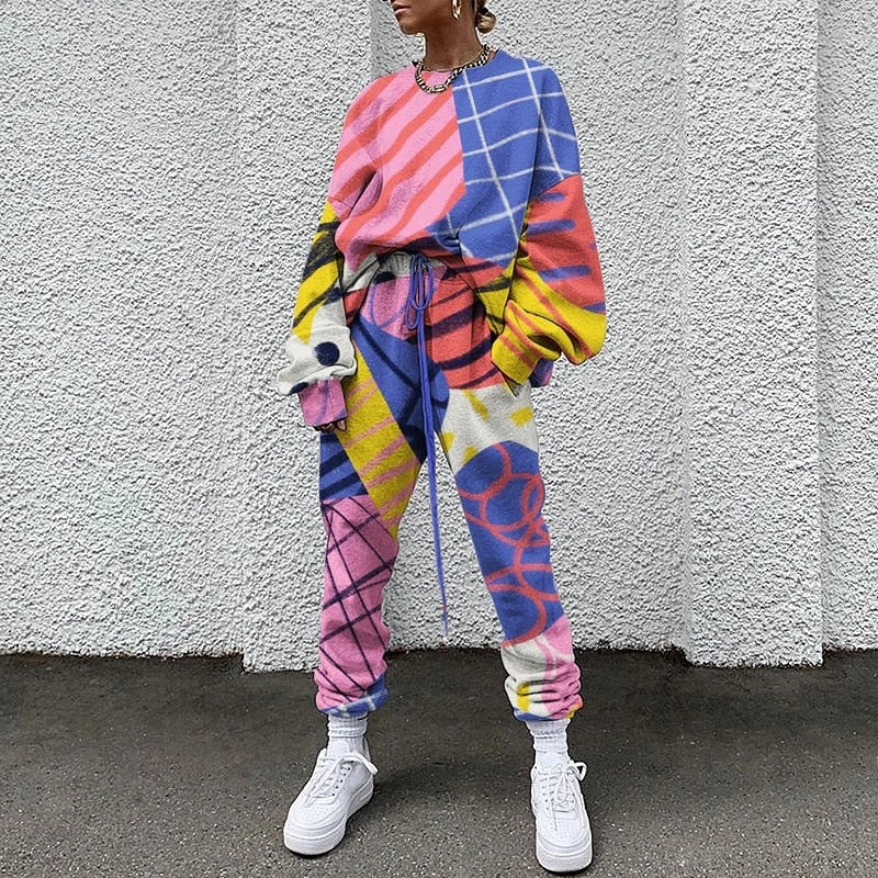 2 Piece Spring / Summer Color Class Clown Style Sweatsuit