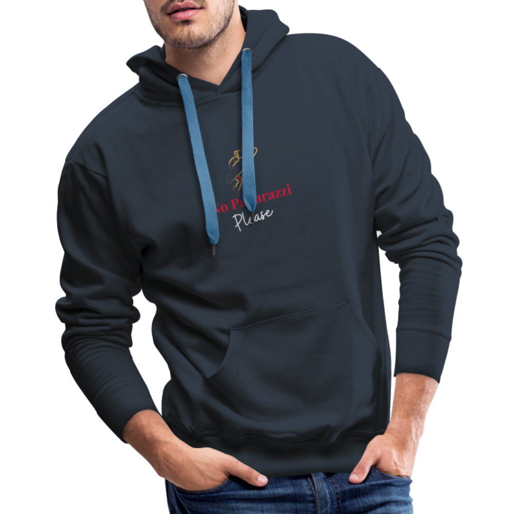 NO Paparazzi Please Printed Men’s Premium Hoodie - navy