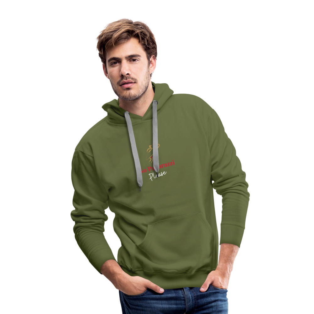 NO Paparazzi Please Printed Men’s Premium Hoodie - olive green