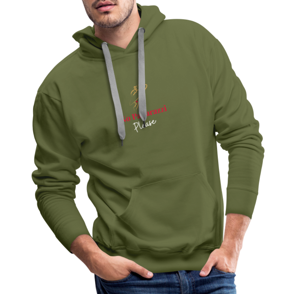 NO Paparazzi Please Printed Men’s Premium Hoodie - olive green