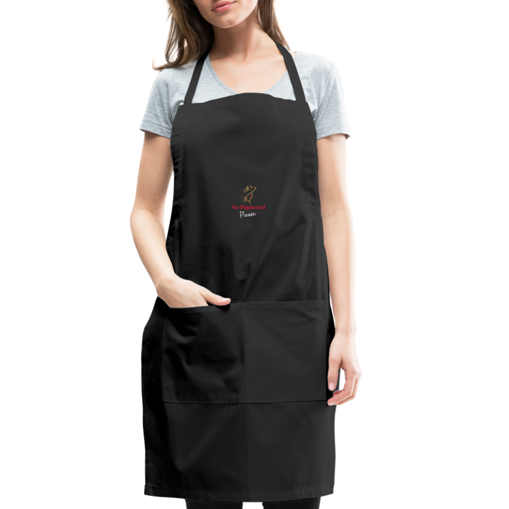 "No Paparazzi Please" printed Adjustable Apron - black