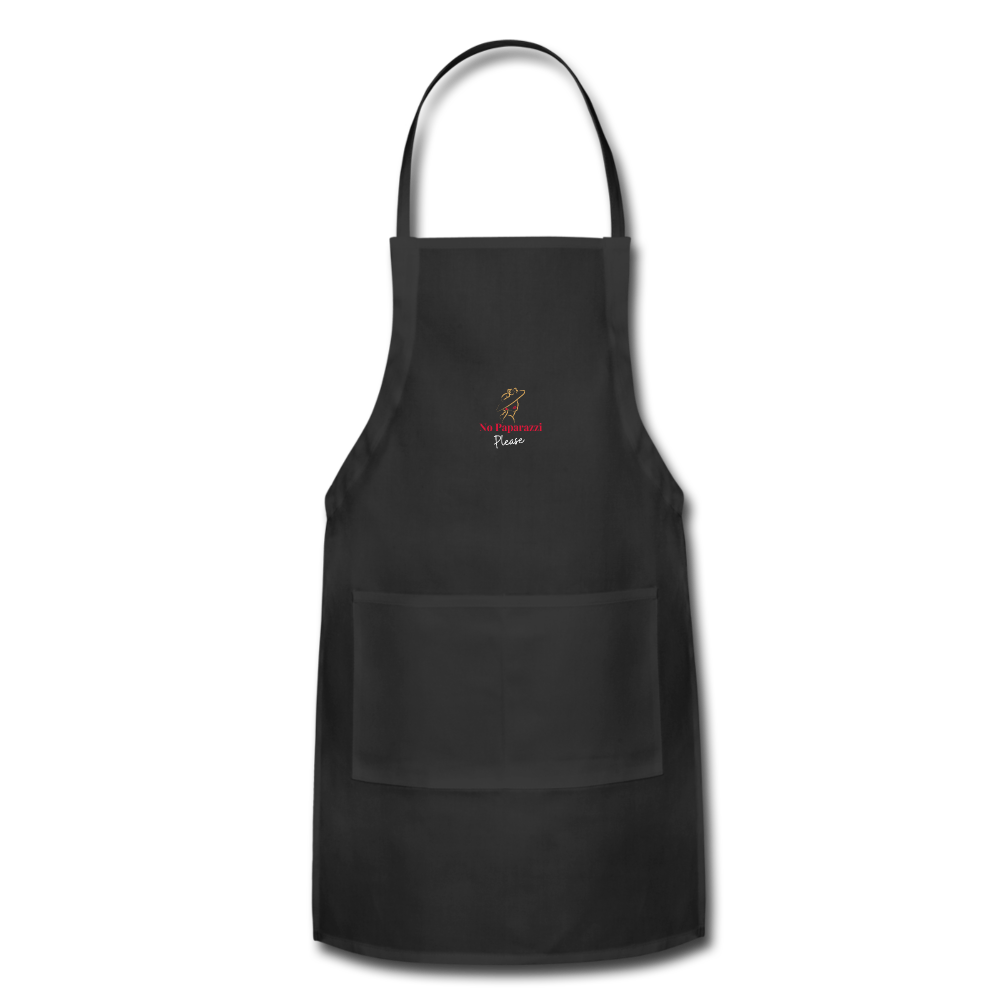 "No Paparazzi Please" printed Adjustable Apron - black