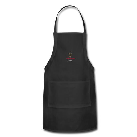 "No Paparazzi Please" printed Adjustable Apron - black