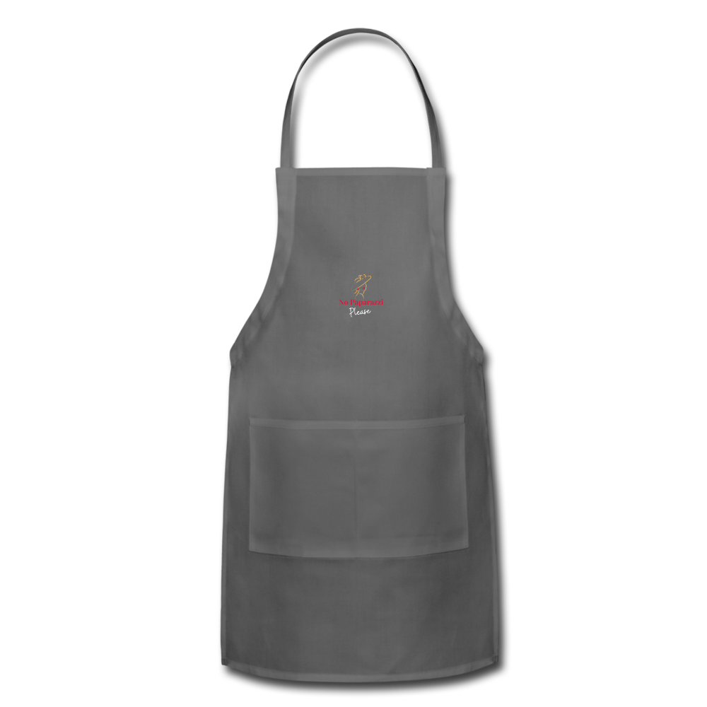 "No Paparazzi Please" printed Adjustable Apron - charcoal