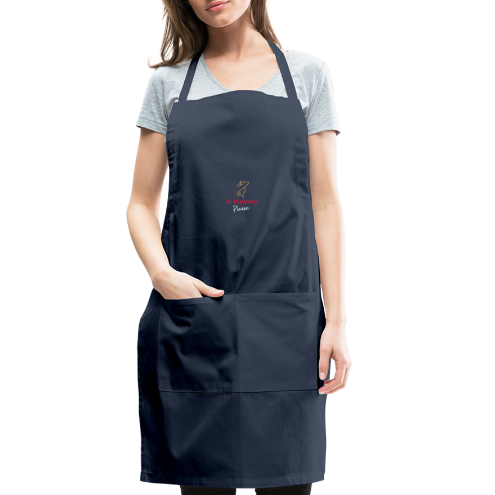 "No Paparazzi Please" printed Adjustable Apron - navy