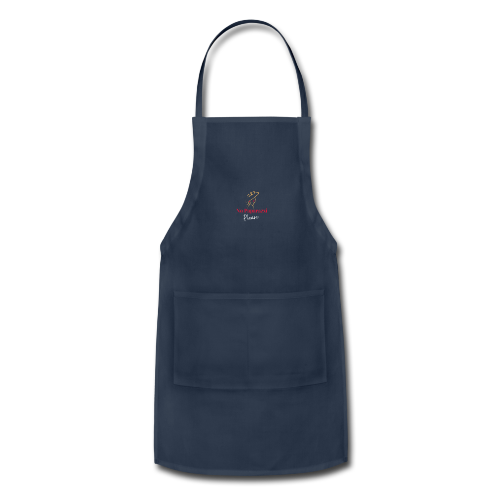 "No Paparazzi Please" printed Adjustable Apron - navy