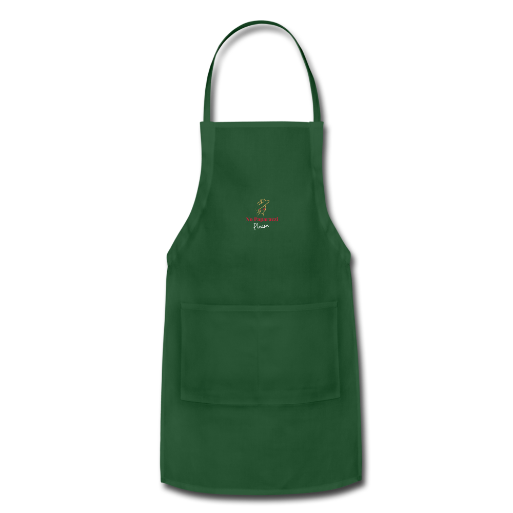 "No Paparazzi Please" printed Adjustable Apron - forest green