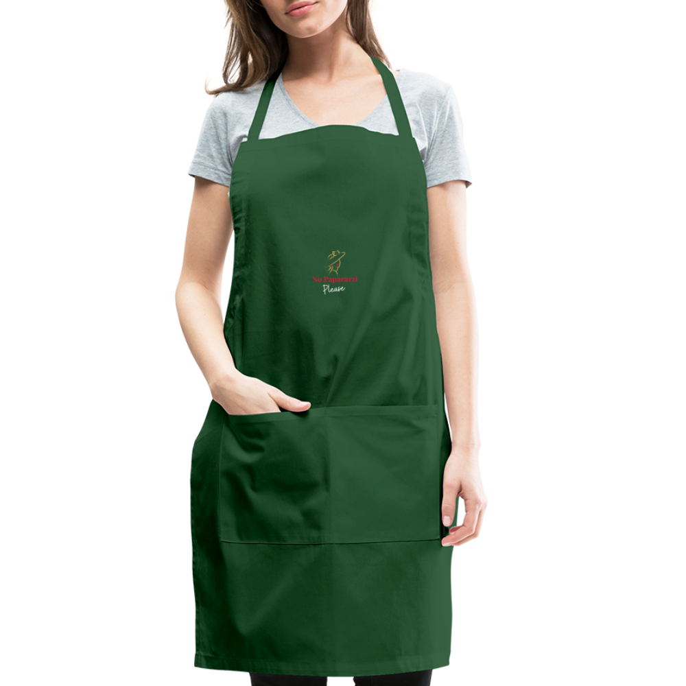 "No Paparazzi Please" printed Adjustable Apron - forest green