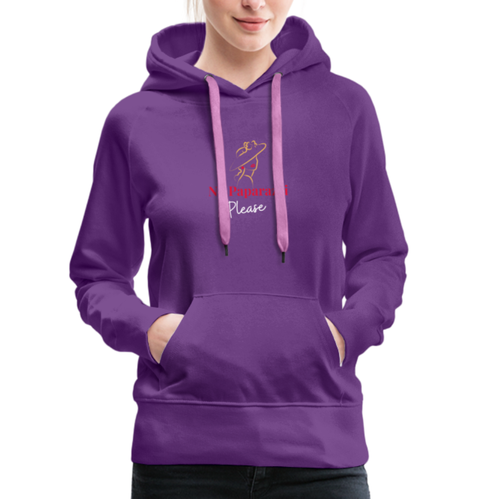 "No Paparazzi Please" printed Women’s Premium Hoodie - purple