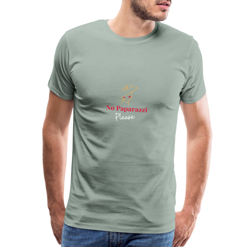 "No Paparazzi Please" printed Men's Premium T-Shirt - steel green