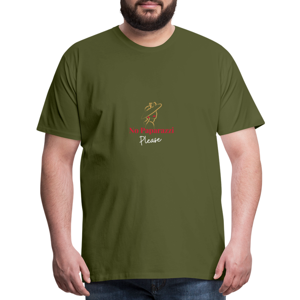 "No Paparazzi Please" printed Men's Premium T-Shirt - olive green