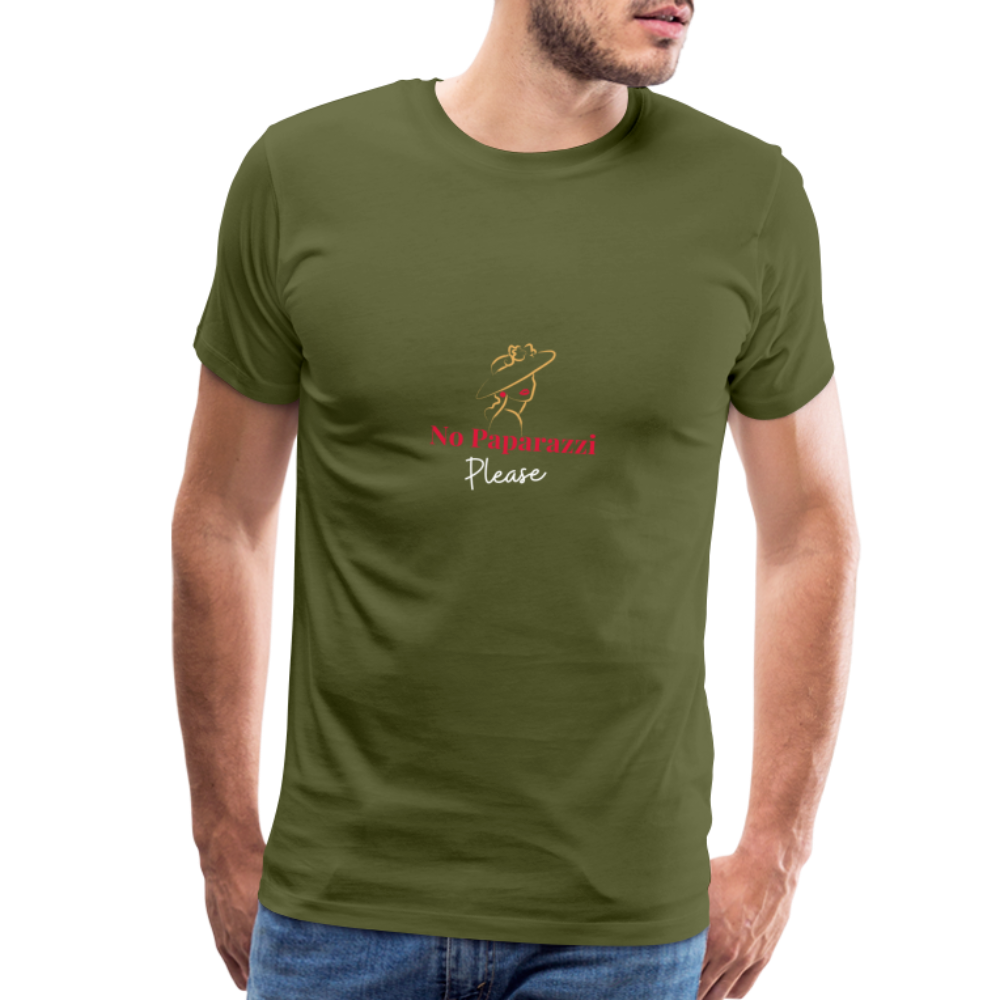 "No Paparazzi Please" printed Men's Premium T-Shirt - olive green