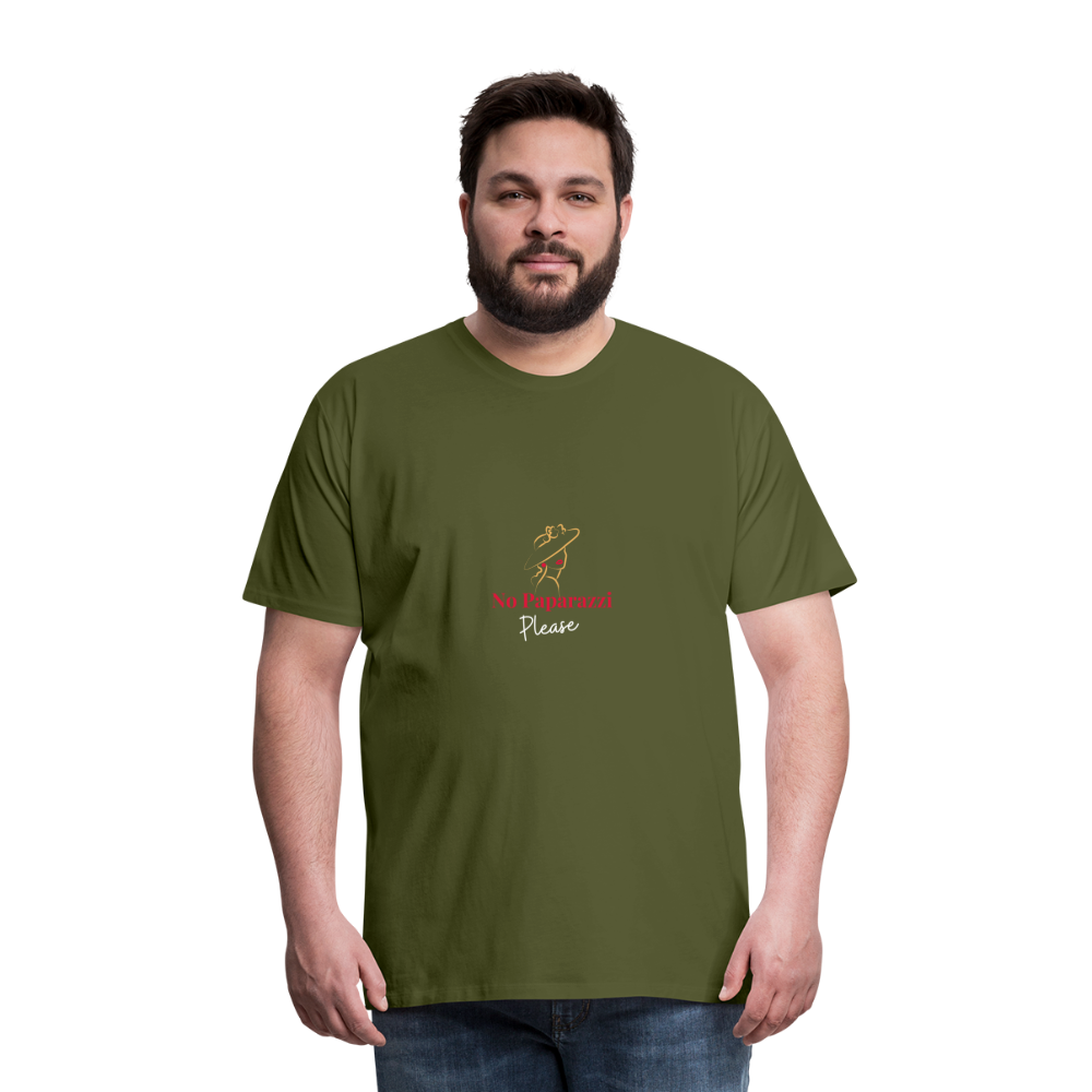 "No Paparazzi Please" printed Men's Premium T-Shirt - olive green