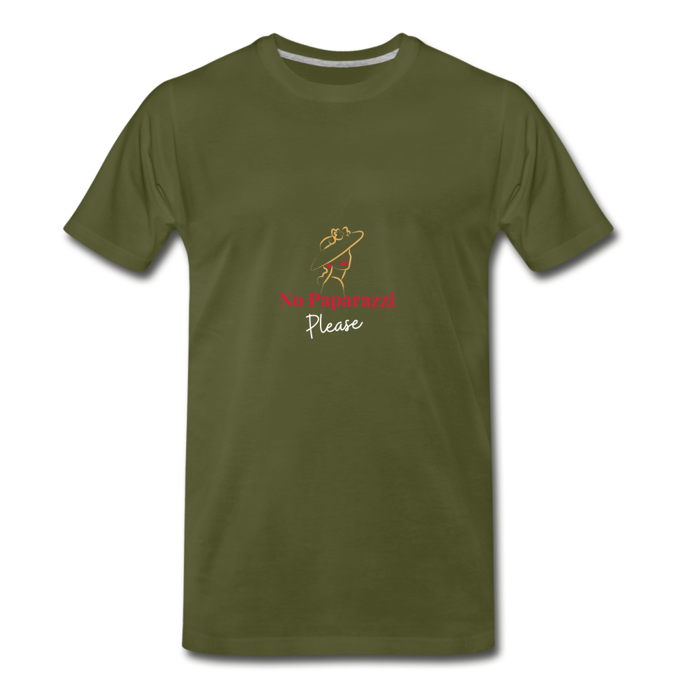 "No Paparazzi Please" printed Men's Premium T-Shirt - olive green