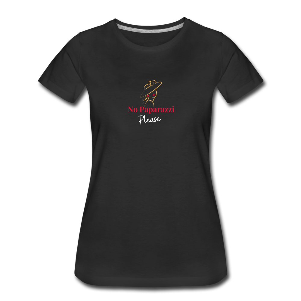 "No Paparazzi Please" printed Women’s Premium T-Shirt - black