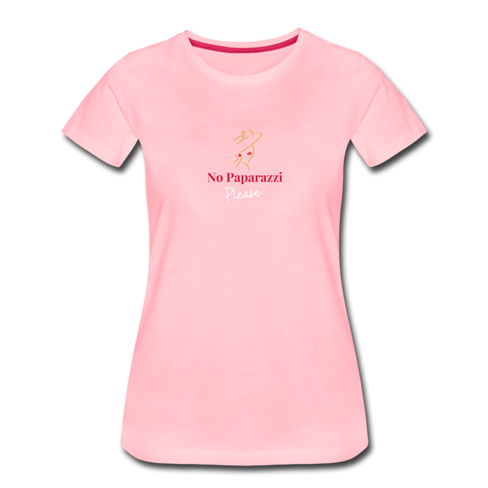 "No Paparazzi Please" printed Women’s Premium T-Shirt - pink