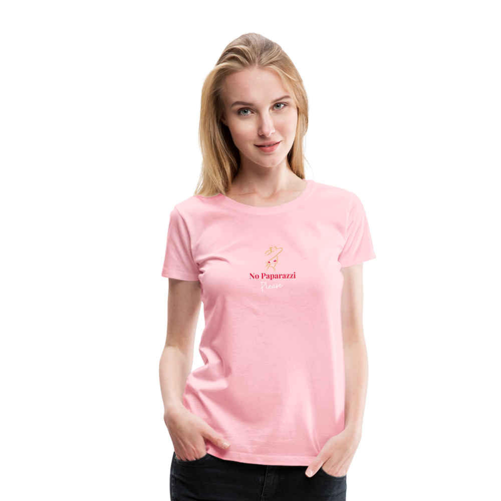 "No Paparazzi Please" printed Women’s Premium T-Shirt - pink