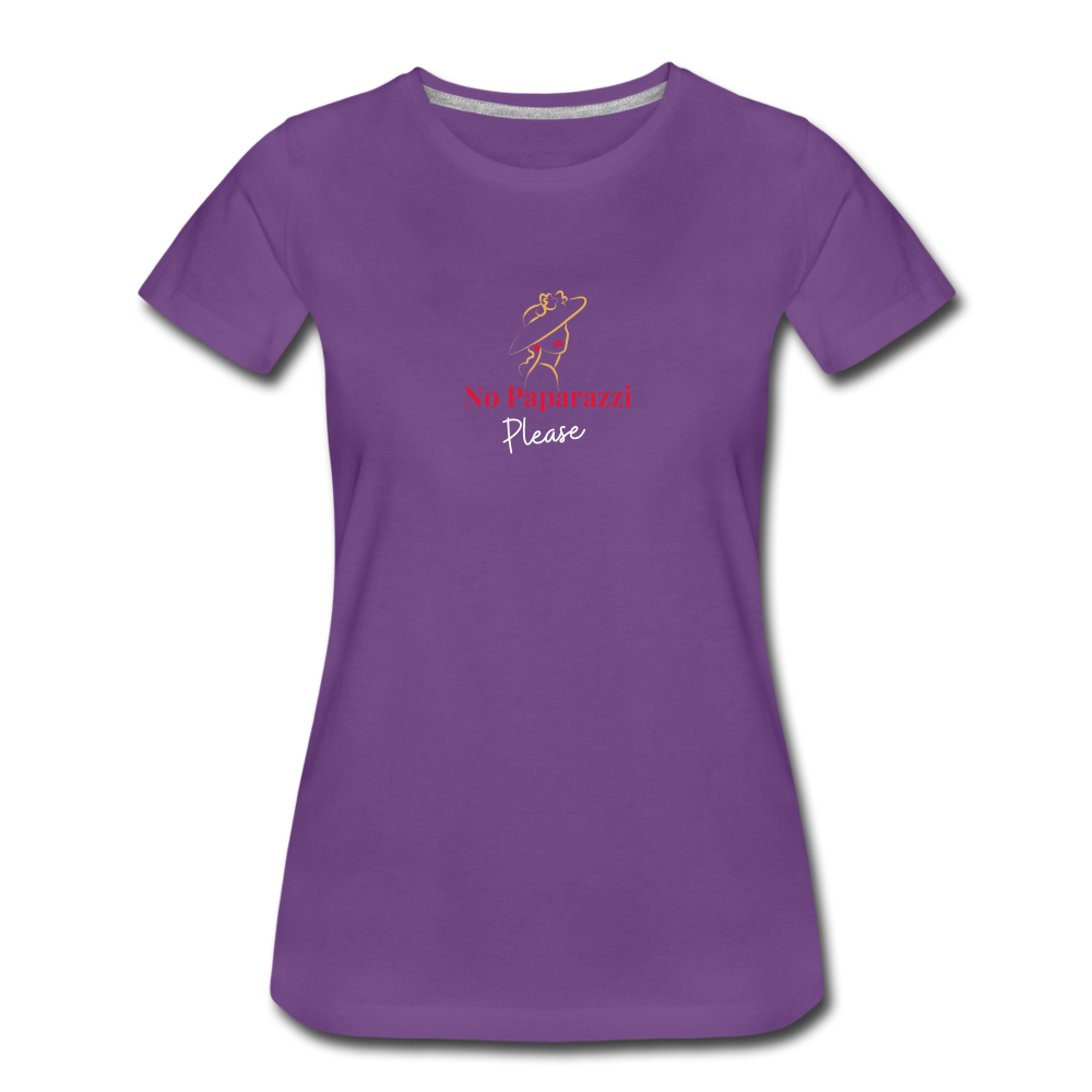 "No Paparazzi Please" printed Women’s Premium T-Shirt - purple