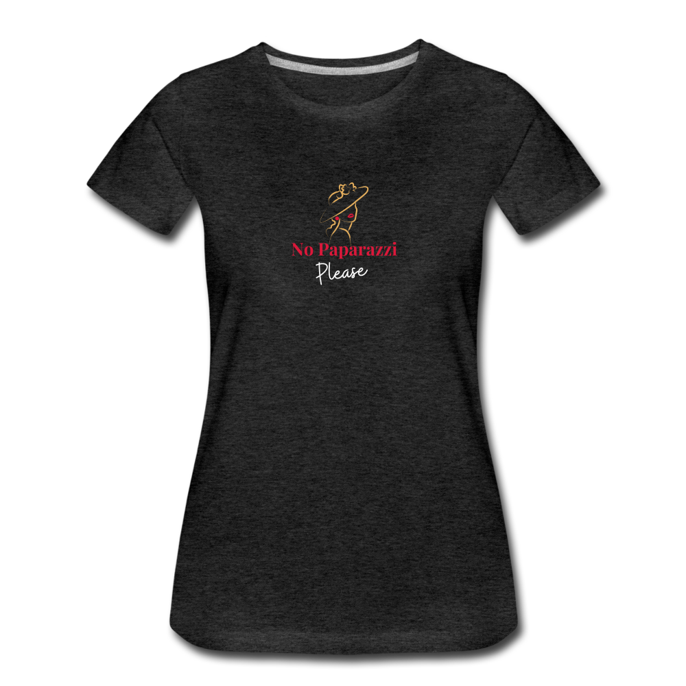 "No Paparazzi Please" printed Women’s Premium T-Shirt - charcoal grey