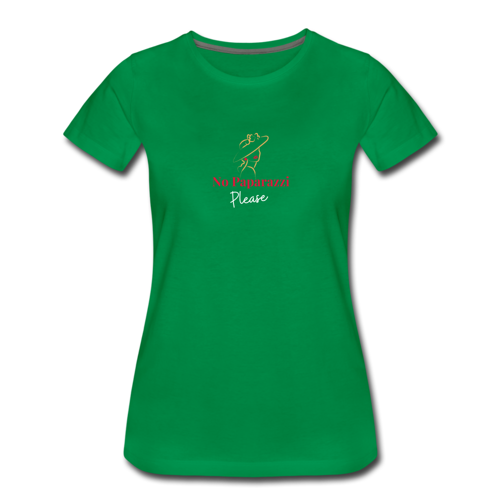 "No Paparazzi Please" printed Women’s Premium T-Shirt - kelly green