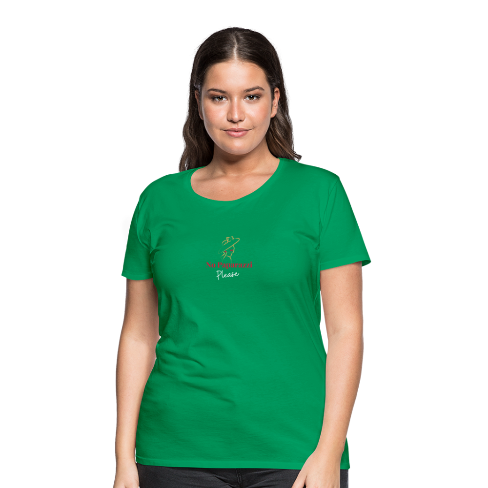 "No Paparazzi Please" printed Women’s Premium T-Shirt - kelly green