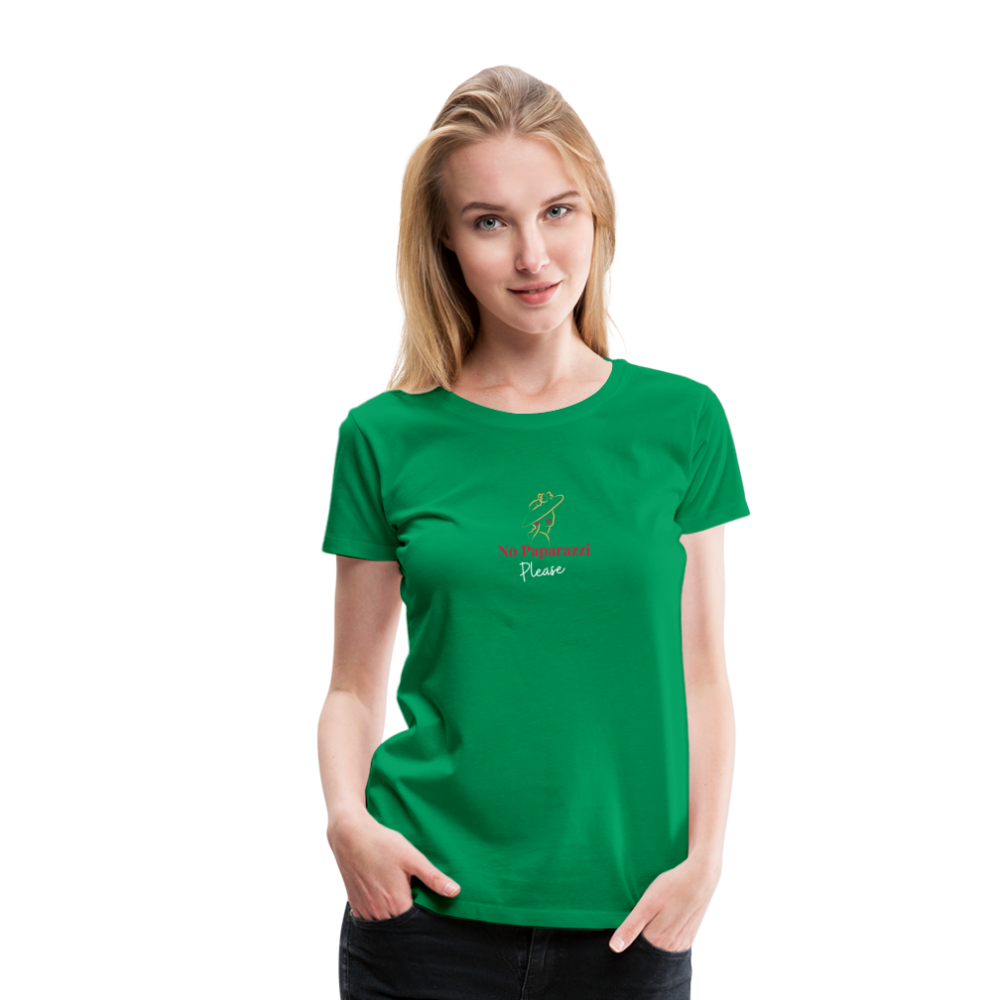 "No Paparazzi Please" printed Women’s Premium T-Shirt - kelly green