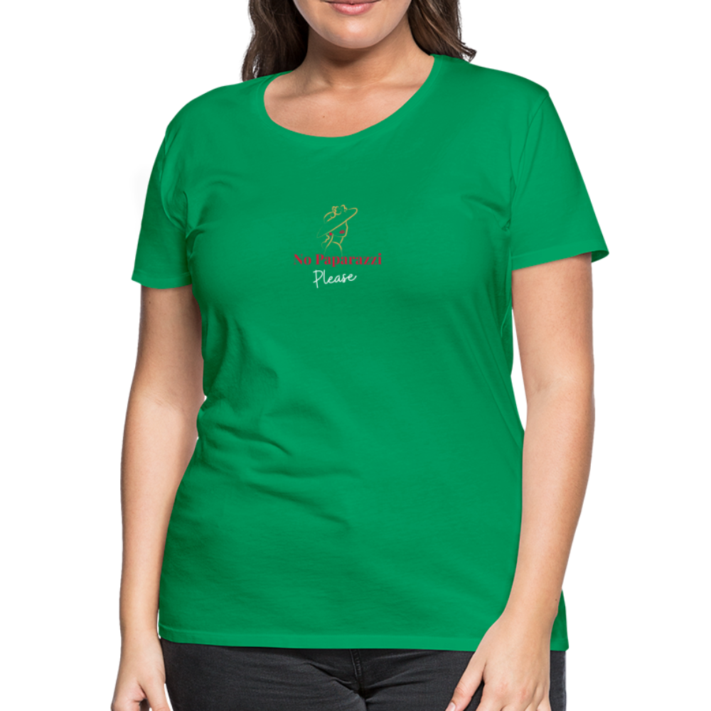 "No Paparazzi Please" printed Women’s Premium T-Shirt - kelly green