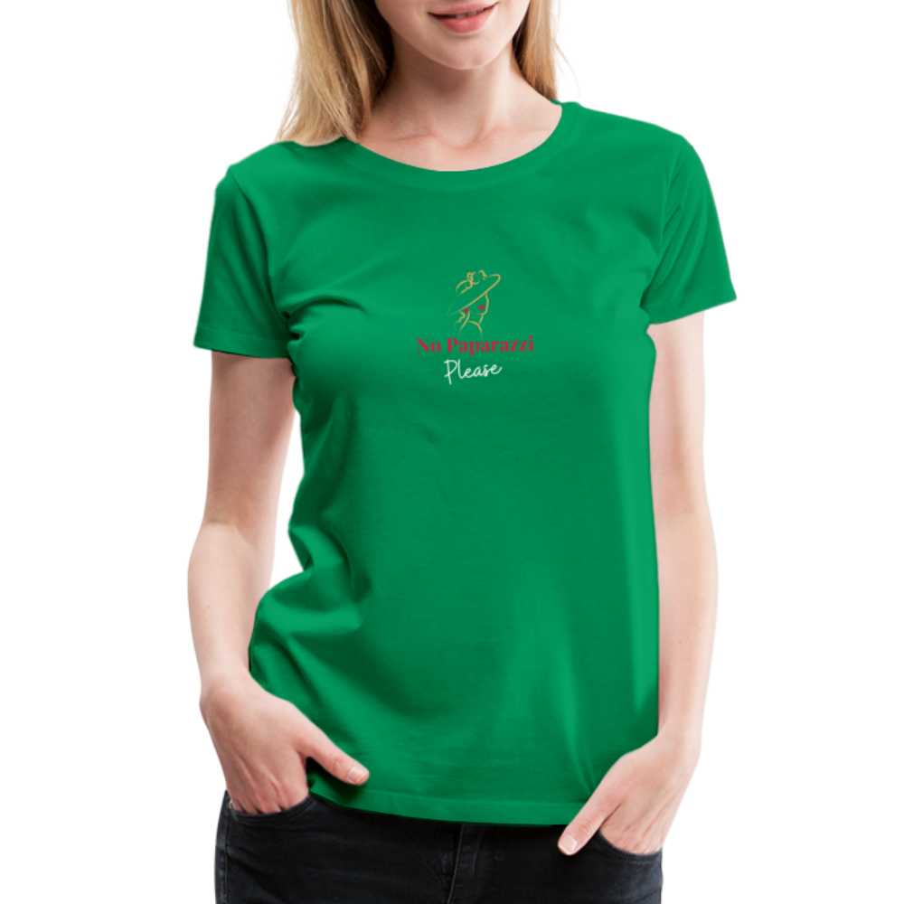 "No Paparazzi Please" printed Women’s Premium T-Shirt - kelly green